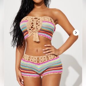 Multi colored crotchet 2 piece set